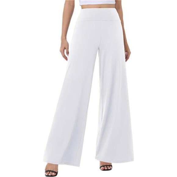 Wide Leg Palazzo Pants for Women White - Picture 1 of 5